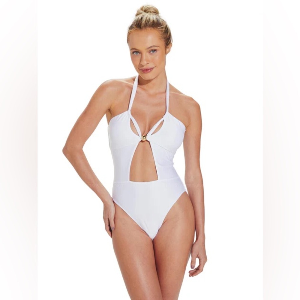 Vix Brenda White Halter One Piece Swimsuit
